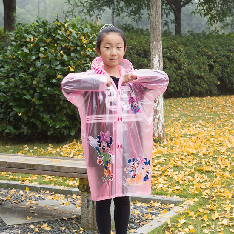 Дети ПВХ длинные sleevess мультфильм милый прозрачный плащ