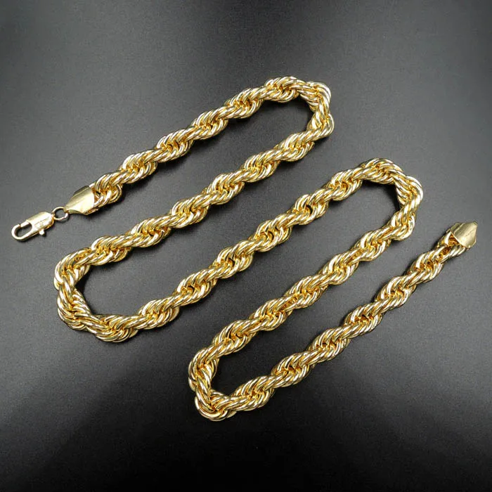 latest 12mm gold rope chain necklace fashion jewelry