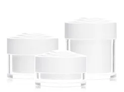 Stock 15ml Clear Plastic PS Double Wall Facial Cream Jar with Rose Screw Cap