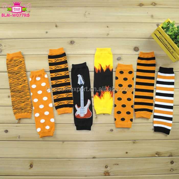 Wholesale Halloween Costume Holiday Leg Warmers Knitted Pattern Orange Black Chevron / Stripes / Dots Halloween Baby Leg Warmers