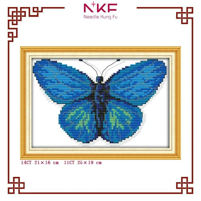 Набор для вышивки крестиком NKF с синей бабочкой, распродажа