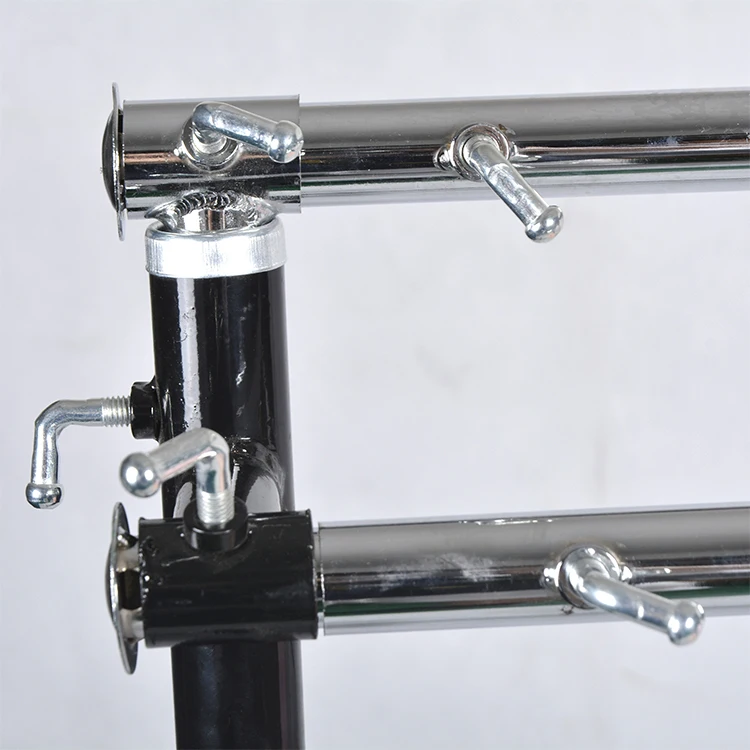 Mobile heavy duty double clothes garment rail rack Stainless Steel Rack for displaying and drying