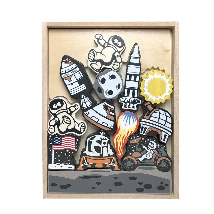 Lunar Lander детская игра-головоломка и игровой набор деревянный Радуга блок укладки