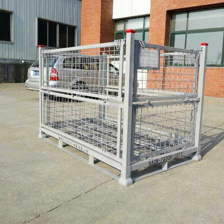 Galvanized Shipping Basket Steel Pallet Rack Box metal wire mesh storage container iron pallet