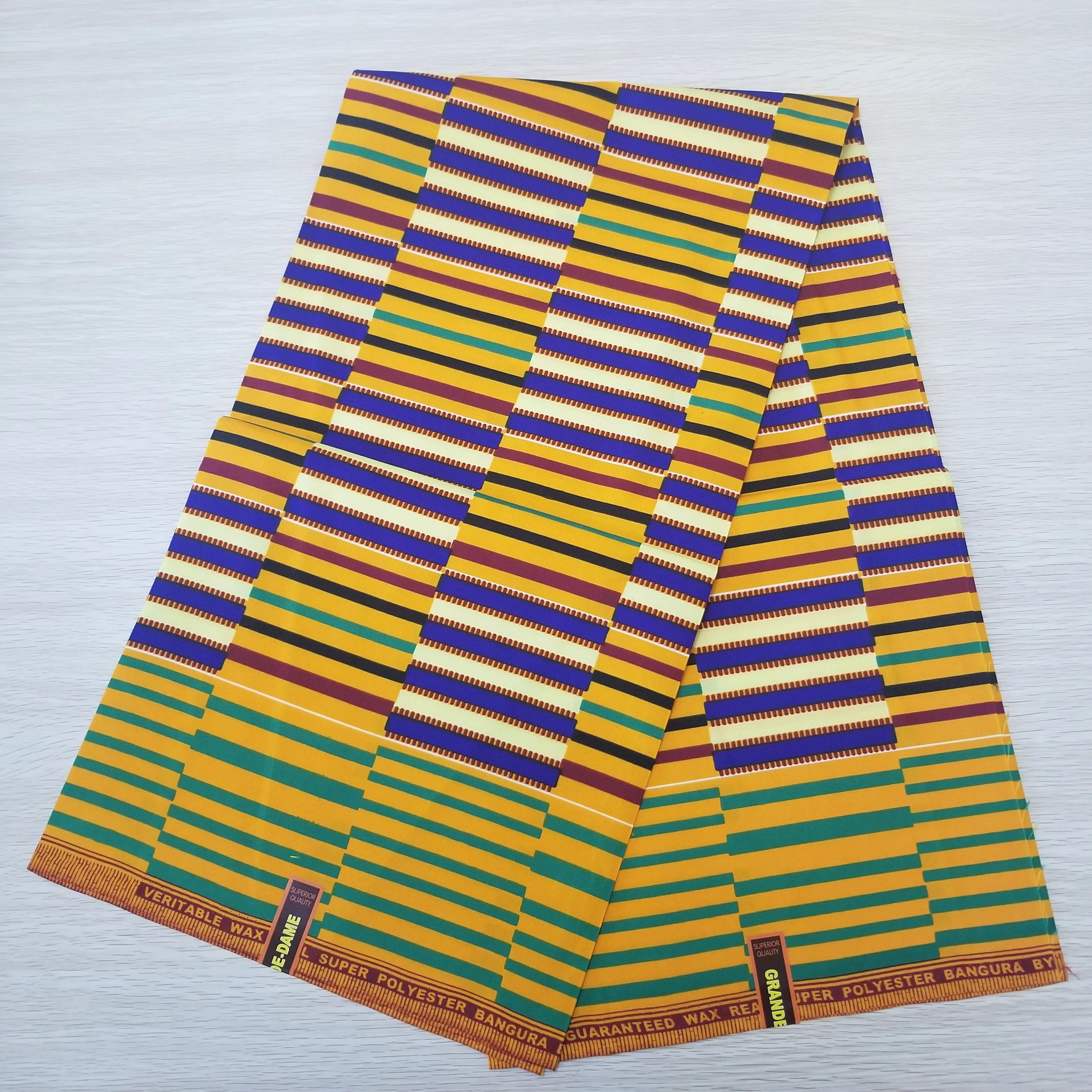
African fabric Kente Wax print Polyester fabric Ghana Wax designs fabric 