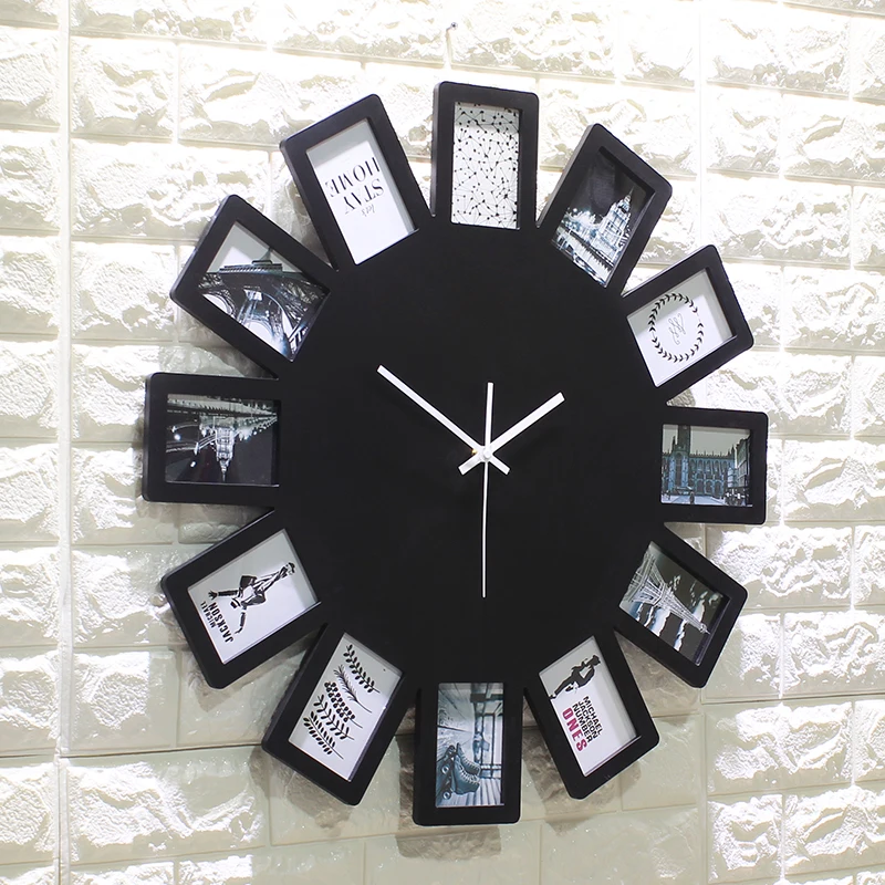 Round Wall Hanging Photo Frames 12pcs With Hooks Wall Clock Modern Design