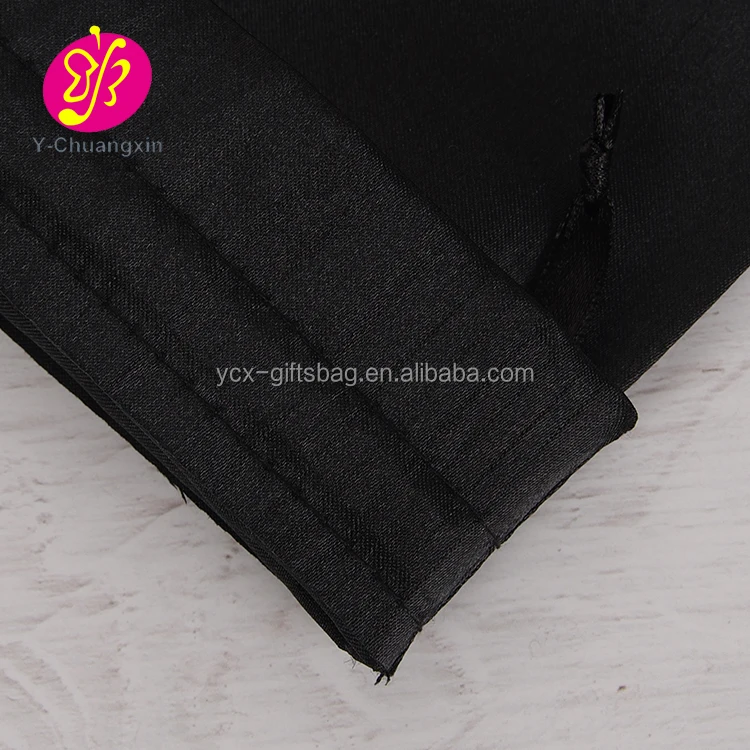 Custom printed black large satin drawstring pouch perfume bottle packaging bag