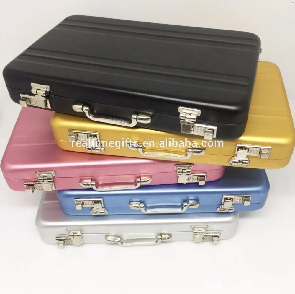 New Fashion Metal Business Card Holder Mini Code Aluminum Suitcase Card Case Name Card Holder