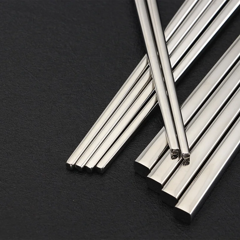 Luxury Korean Chopsticks Square Stainless Steel Chopsticks Household Hotel Restaurant Chopstick 10 pairs
