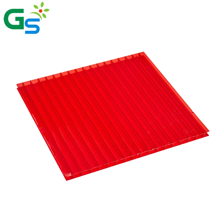 Blue Color 16mm Multiwall Layer Four Wall Polycarbonate Hollow Sheet For Carport