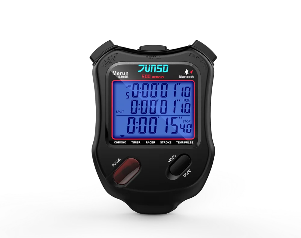 
JUNSD 2018 Новый секундомер 500 круга и разделение памяти 1/100s Merun-5305B с ремешком для измерения импульса цифровой спортивный секундомер 