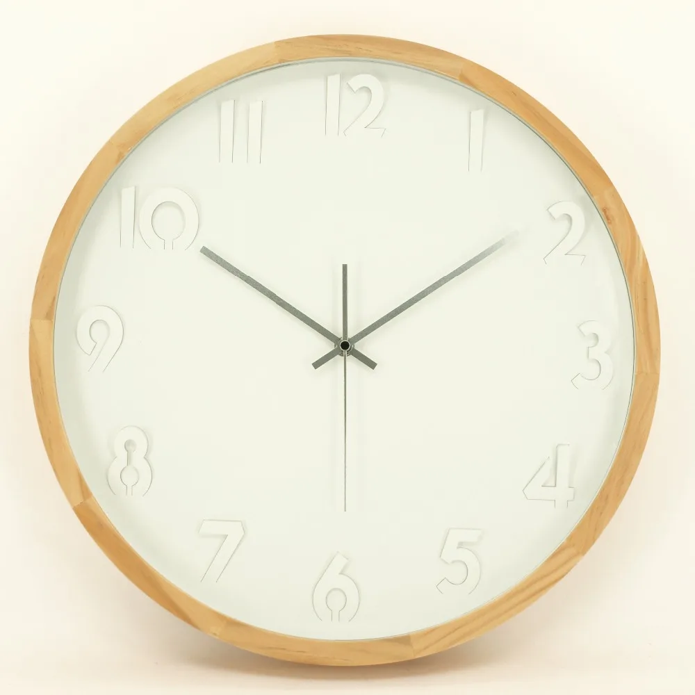 Quartz analog type handmade custom logo wooden clock for wall
