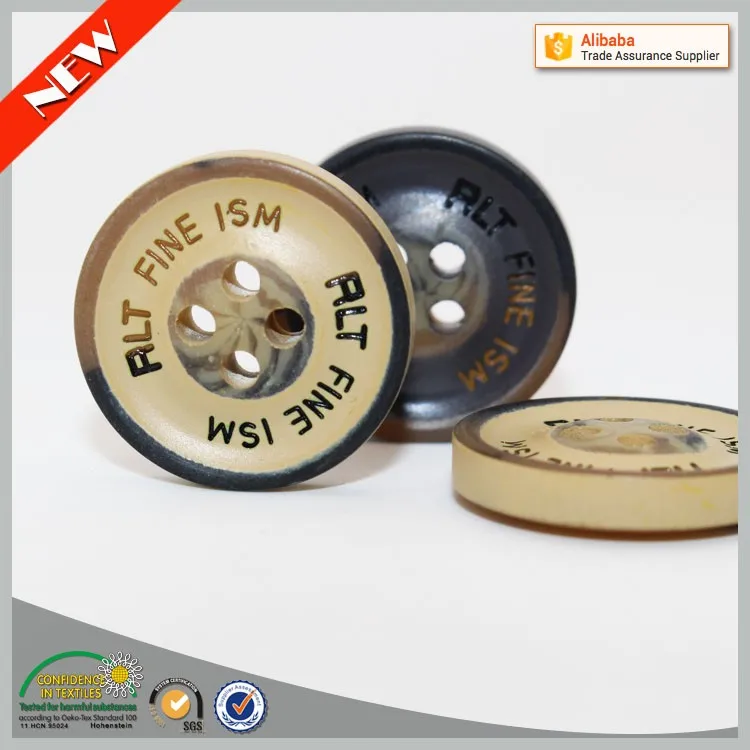 
custom brand name fancy 4 hole plastic button 