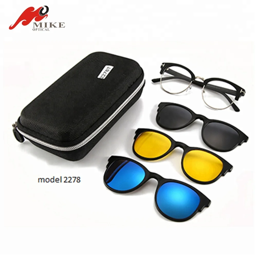 TR90 frame TAC lens magnetic clip on sunglasses with case