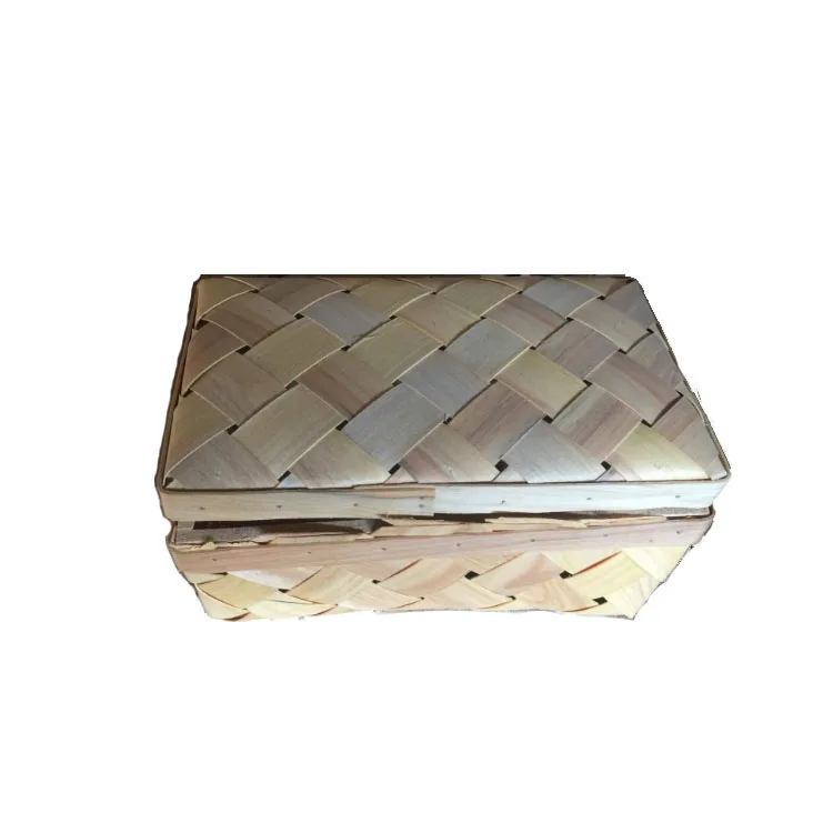 Vintage Picnic Basket Woven Wood Storage Home Decor Rustic wooden baskets with handles