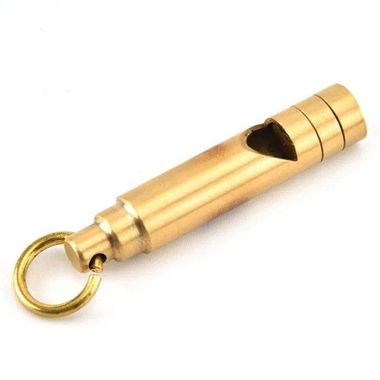 Custom Laser logo Emergency escape referee whistle with Key ring handcraft Pure Brass whistles metal Whistles