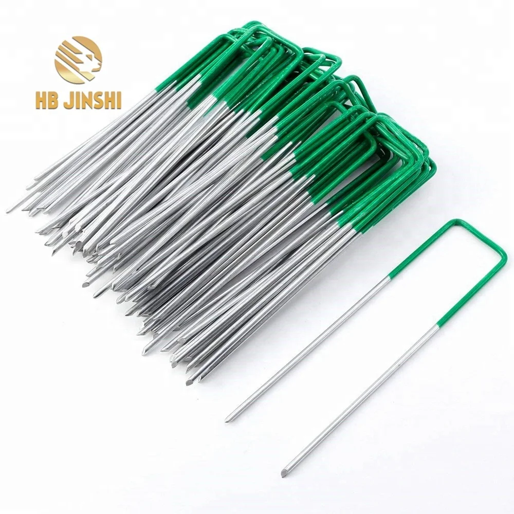 Half Green Artificial Grass Turf Galvanised U Pins Metal Peg Staples