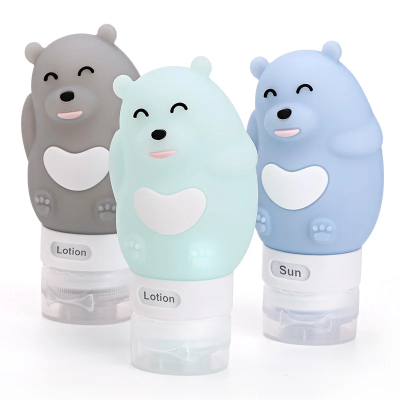 
BPA Free Carry-on Airline Squeezed Wide-Munth Multicolor Monster Silicone Travel Bottle 