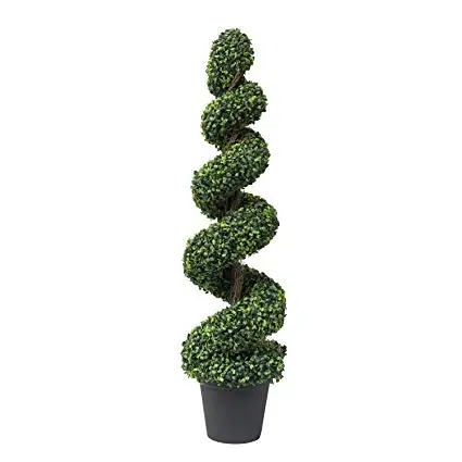 China factory UV resistant Green Plastic Artificial Boxwood  Spiral Potted Topiary Trees