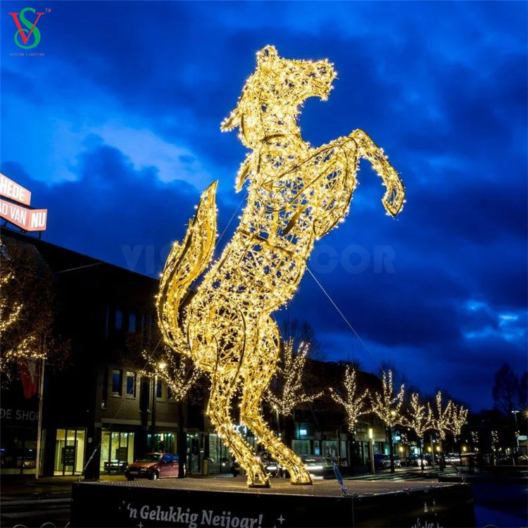 Large Christmas 3D Motif Animated Lighted Giraffe LED Animal Sculpture Lights