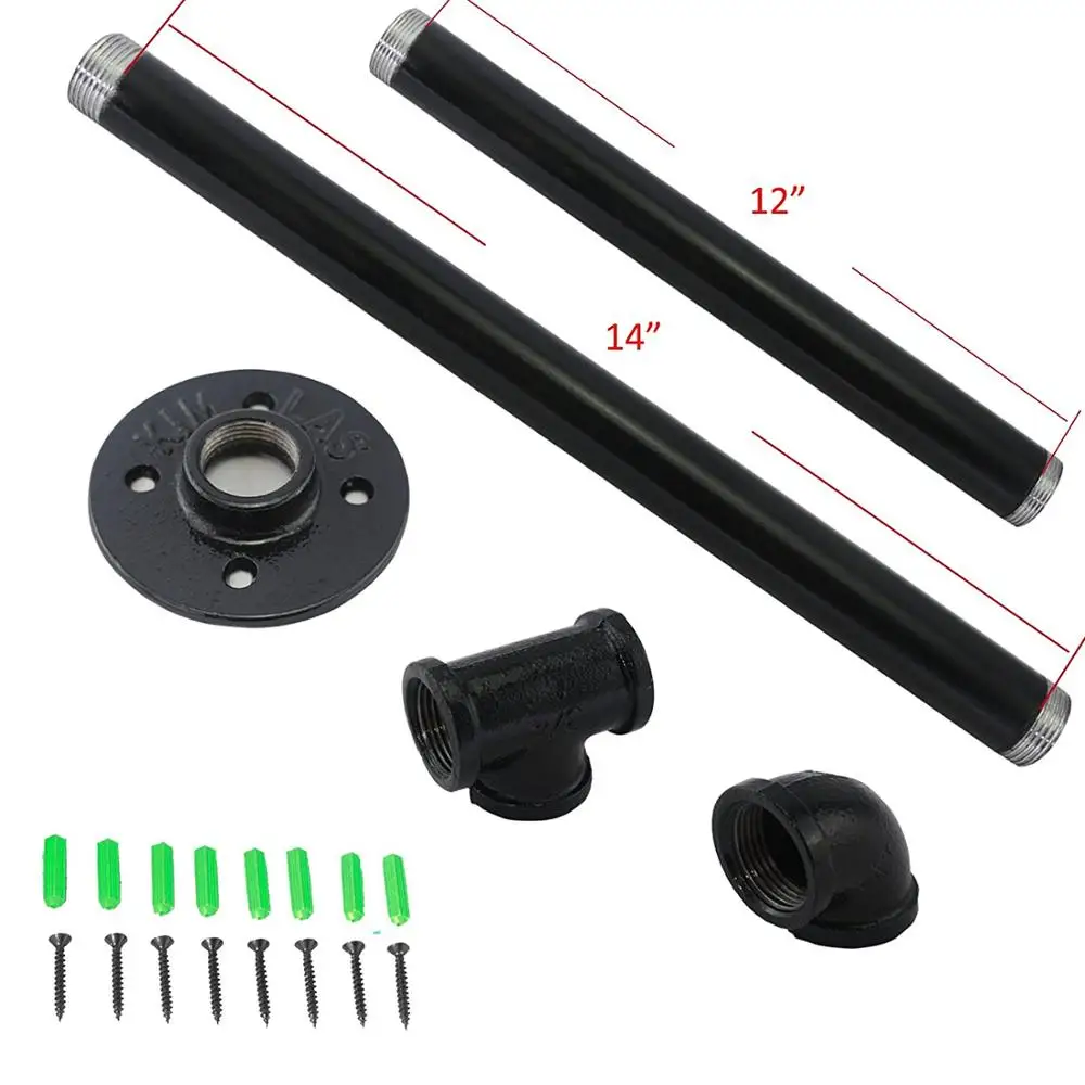 
Industrial Wall Mount iron Pipe Shelf Shelves Shelving Bracket Vintage Retro Black Open Bookshelf Bookcase DIY Storage office K 