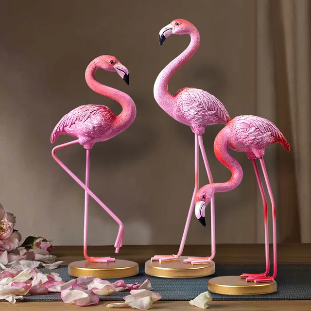Window display decorative life size flamingo statue resin fiberglass animal sculpture