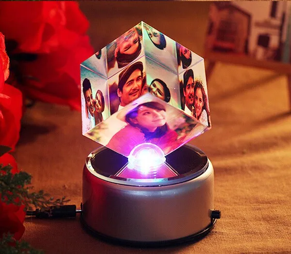 crystal glass photo cube for wedding favor
