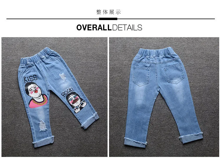 Hao Baby New Summer Girl For Children Aged Three To Nine Tight Kid Nine Minutes Of Pants Kind Of Jeans