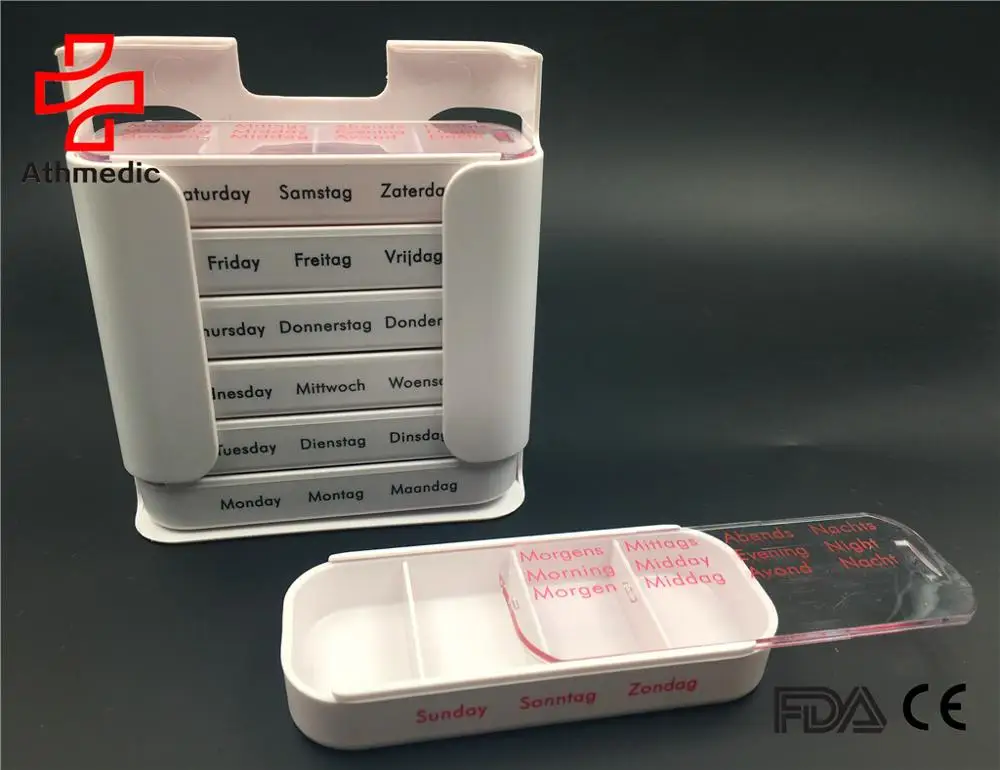 2025 Athmedic food grade pill box high quality dispenser drawer pill box crushproof pill organizer