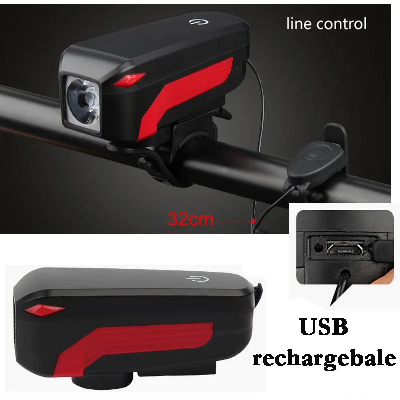 Speaker 140DB Bike Front Light Touched Horn Bell T6 USB charge Waterproof Integrated Speaker Bicycle Lights