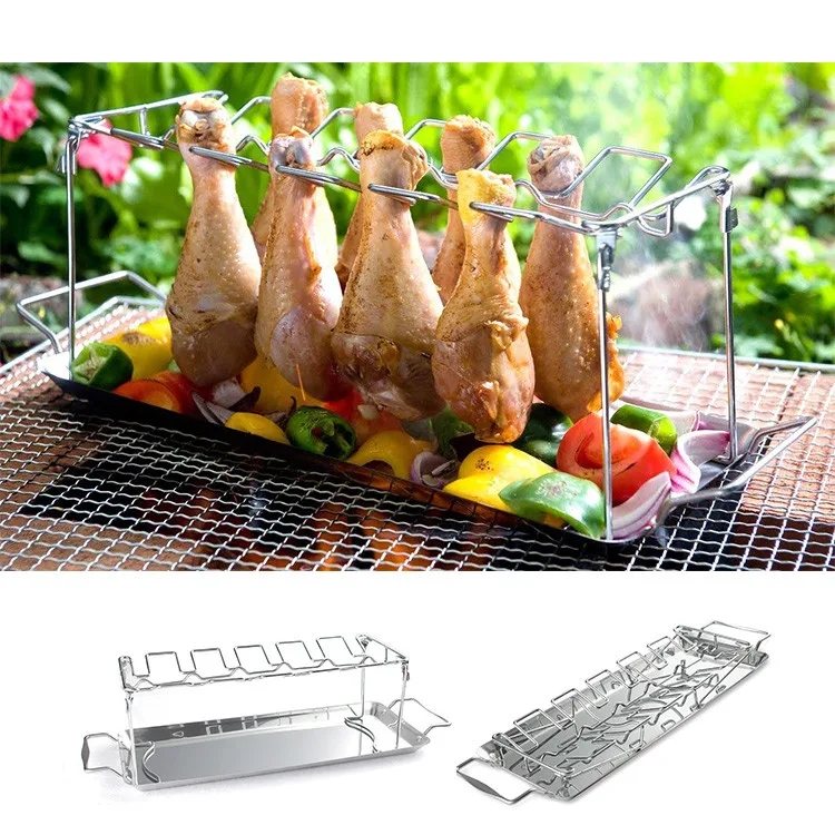 Factory prices chicken wing and leg roasting rack chicken wing leg grill rack wire chicken rack for cooking