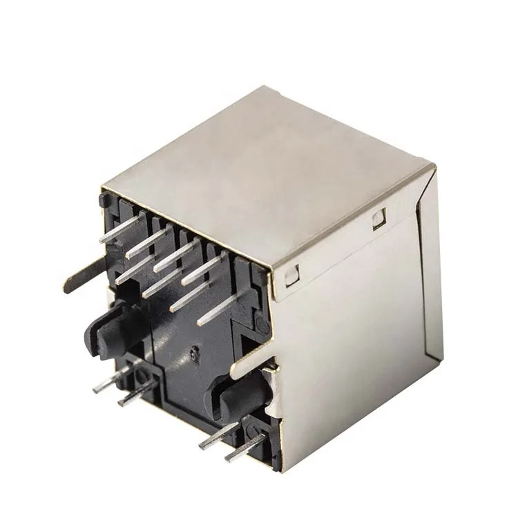 Metal shielded right angle SMD RJ45 connector with magnetics