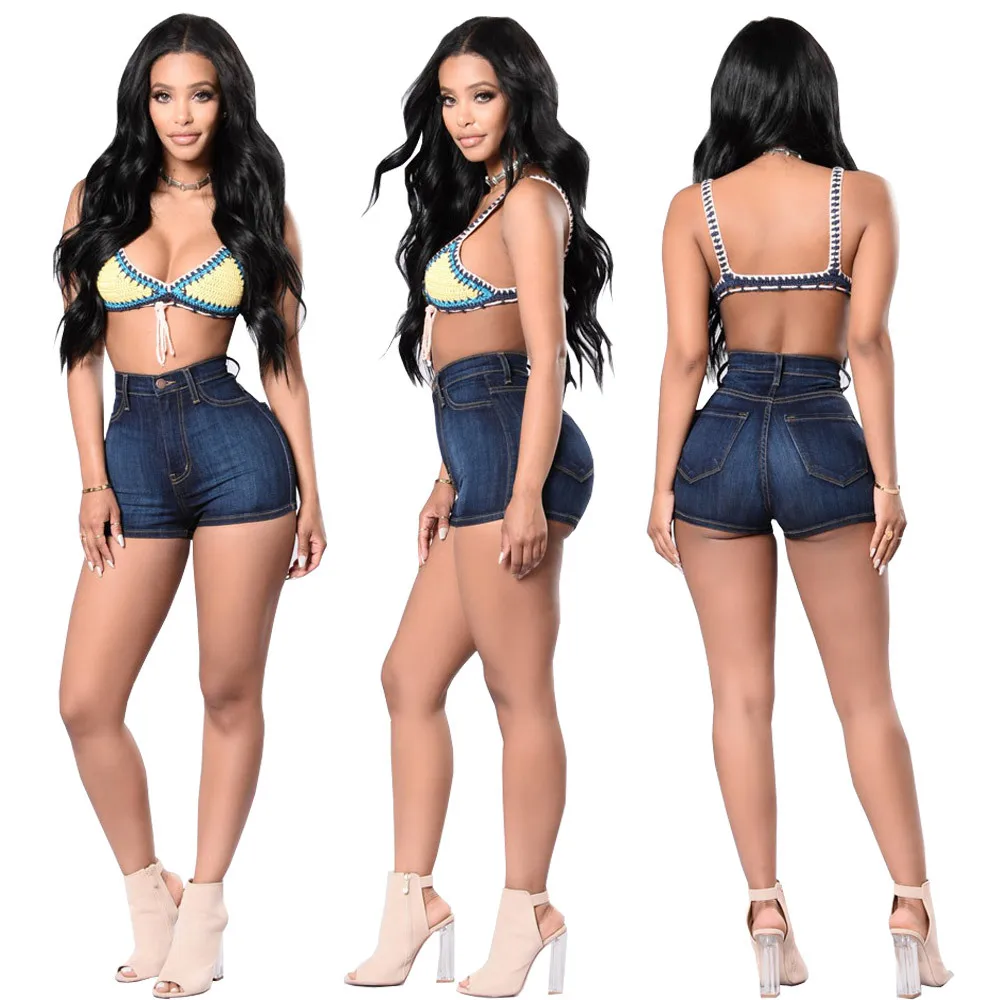 
wholesale fashion high waist high quality short denim mini shorts women 