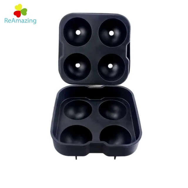 
Amazon 4 Cavity Round Ball Shape Silicone Ice Cube Mold Maker 