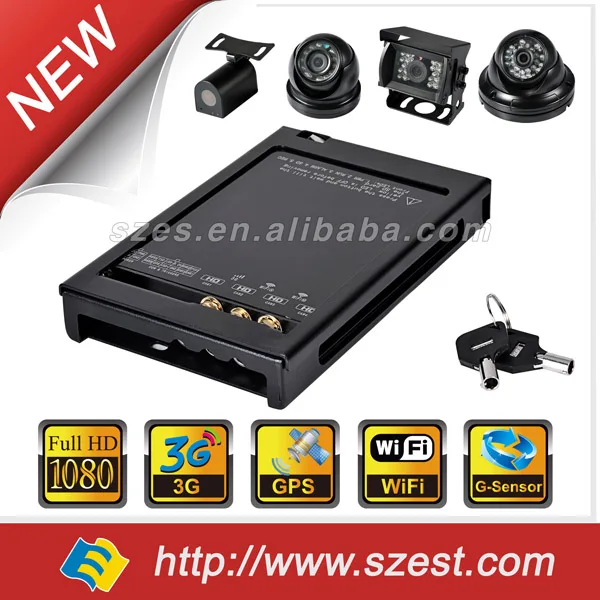 1080P High Definition Автомобильный регистратор на 4-е камеры с 3G, Wifi, Gps для автобуса, такси, грузовика