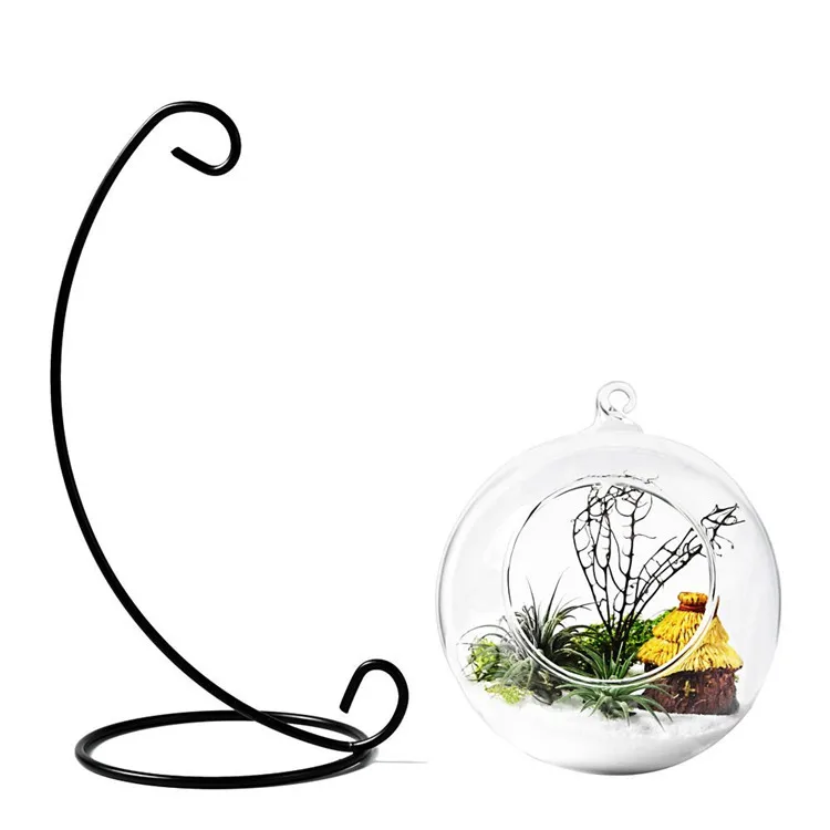 Wholesale Colored Handmade Glass Terrarium With Metal Stand