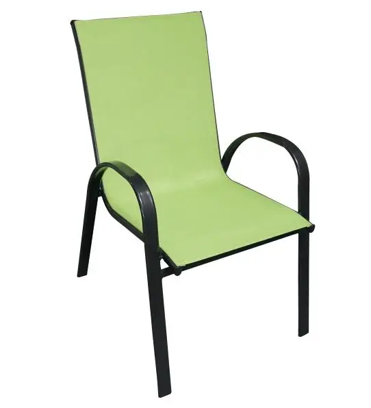 
outdoor garden cheap stacking dinning steel sling textilener arm chair 