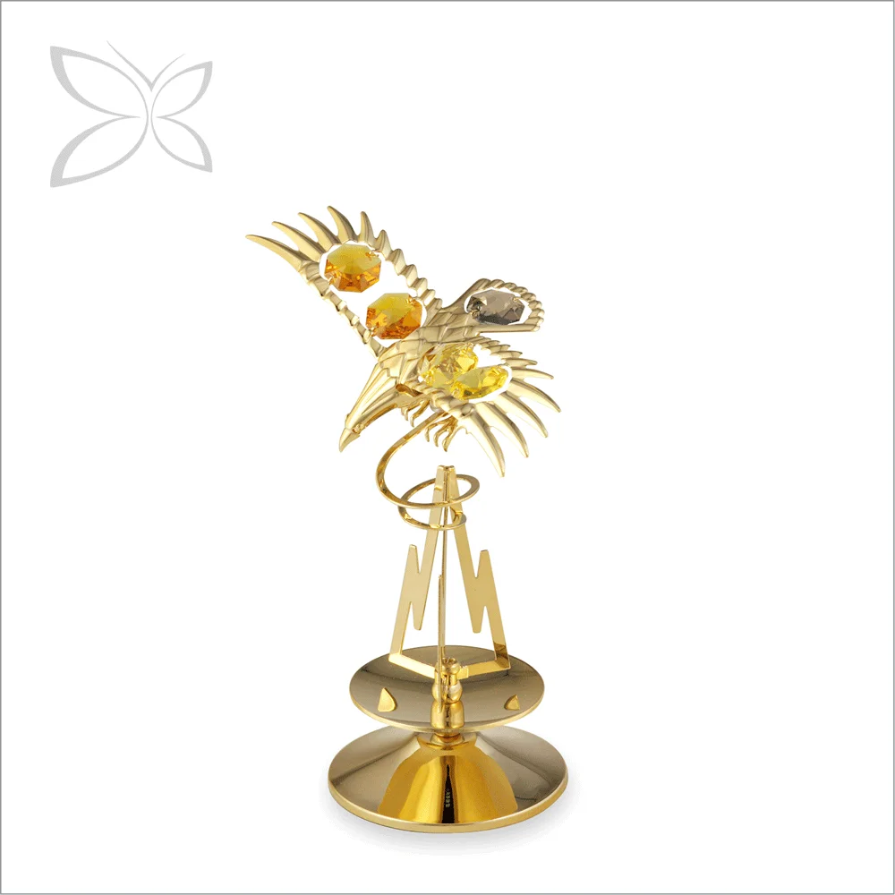 Crystocraft 24k Gold Plated Eagle Figurine with Brilliant Cut Crystals Mecca Islamic Muslim Ramadan Souvenir Gift