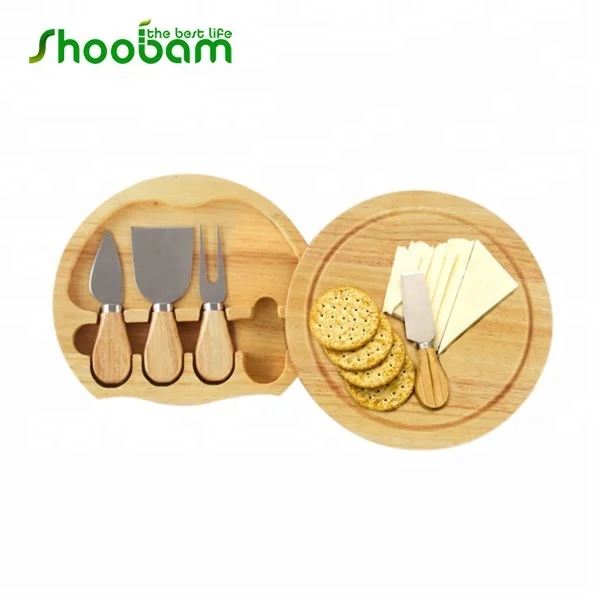 Бамбуковая маленькая круглая доска для сыра с ножами скрытый ящик дешевая цена