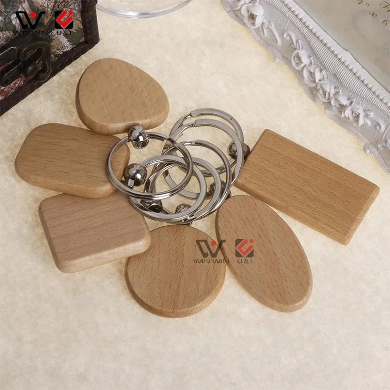 Wholesale Design Cheap Wood Printed Engraved Custom Logo Keychain