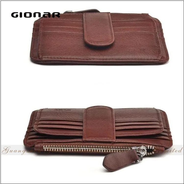 The Customizing RFID Blocking Safe Leather Minimalist Credit Card Holder Zip Coin Front Pocket Wallet with SIM slots