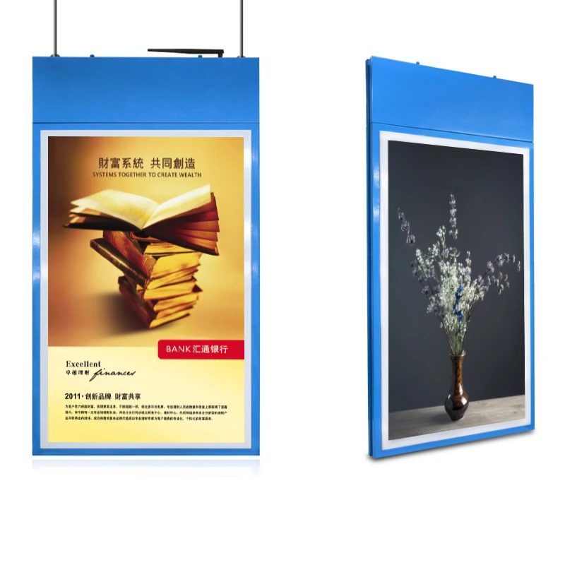 Ceiling roof mount super slim high brightness double screens 49 inch WIFI network LCD advertising player monitor