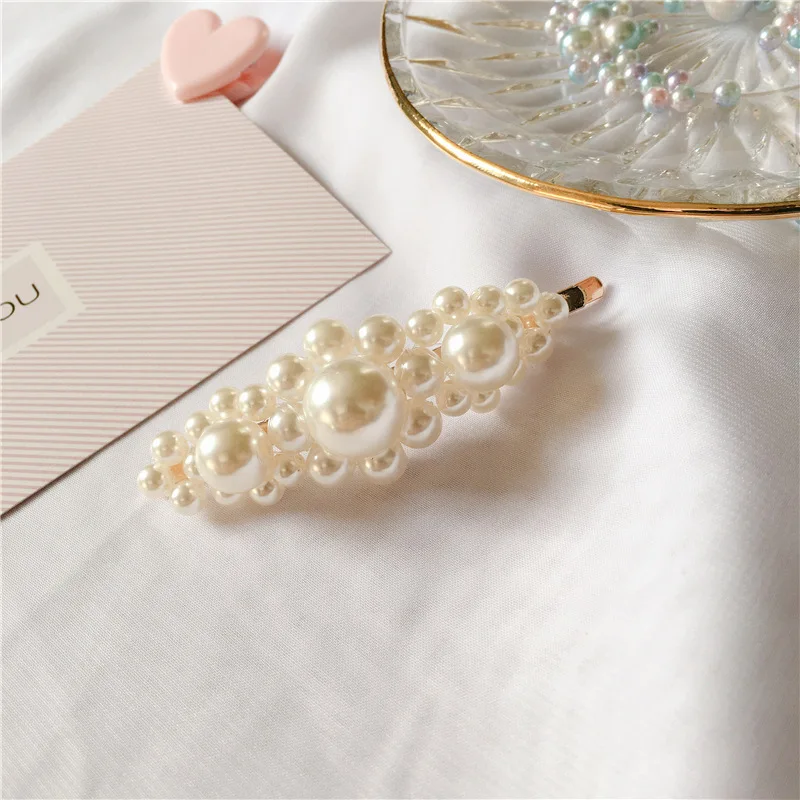 MR001 Barrette Jewelry American Korean fashion hairpin manual pearl beads Flower hair Clip delicate bobby pin for girl wholesale