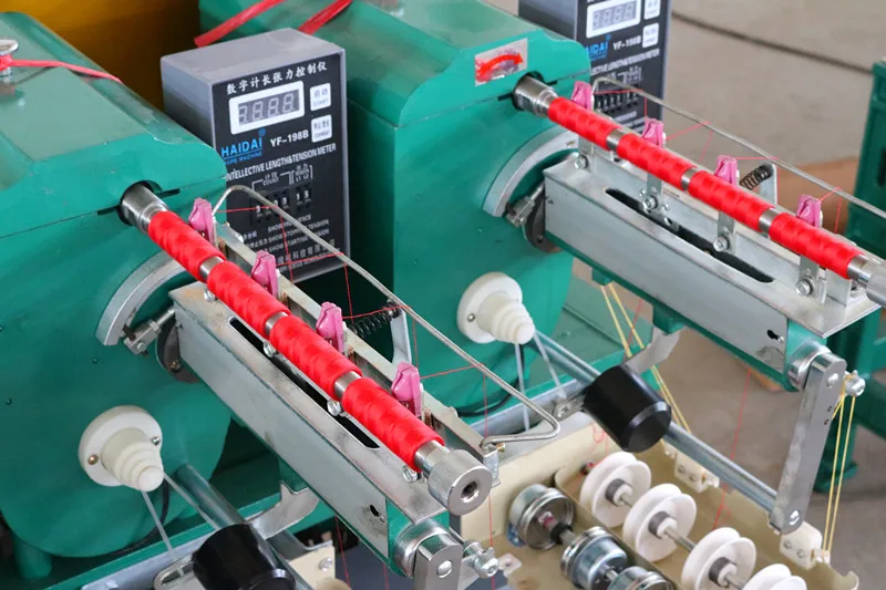 Cylindrical and conical tube bobbin type thread winder machine for raffia multifilament and nature fibres packages