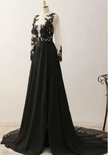 Недорогие черные длинные вечерние платья для гостей свадьбы из Бангкока