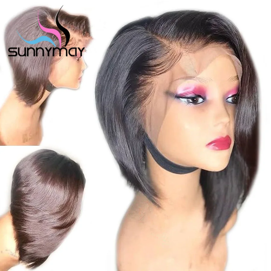 Sunnymay 13x4 Short Bob Wig Pre Plucked Lace Front Human Hair Wigs With Baby Hair Remy Hair Lace Front Wigs Bleached Knot (62215891509)
