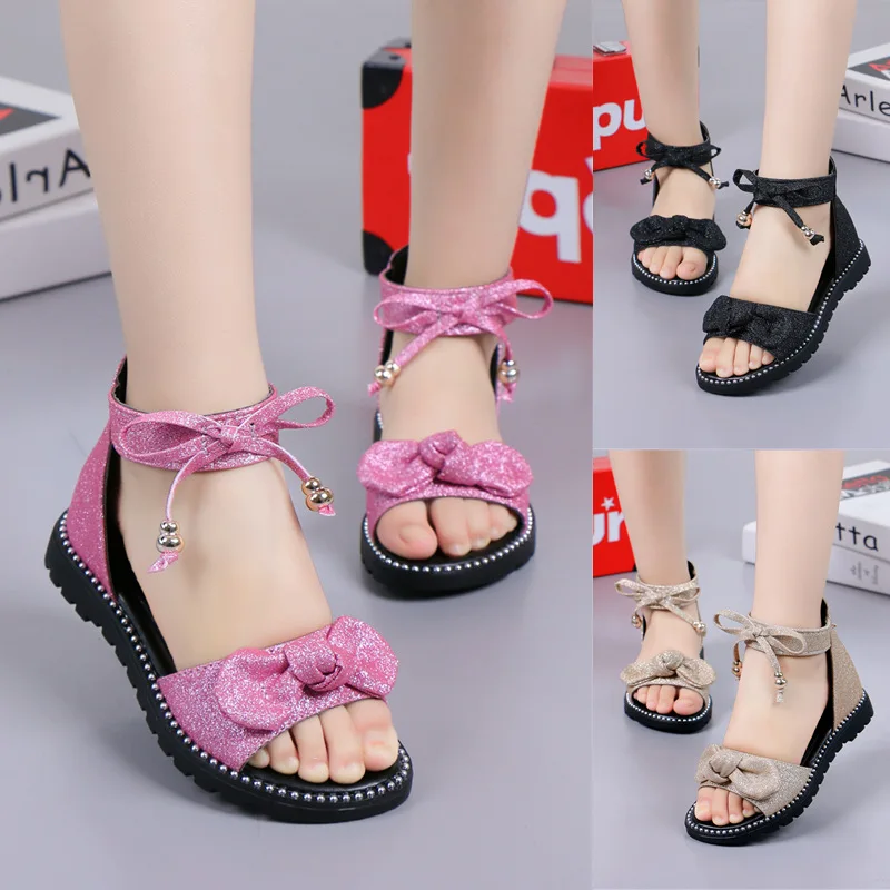 2019 summer girls bowknot sandals kids casual antiskid shoes