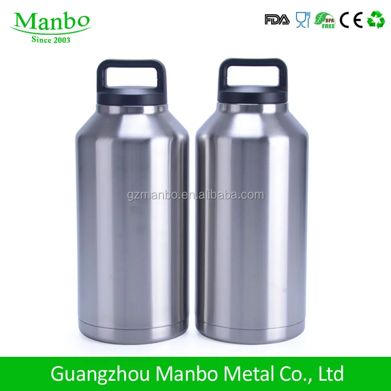 Big Capacity Stainless Steel Vacuum Insulated 64 oz Beer Growler Double Wall With Handle Lid