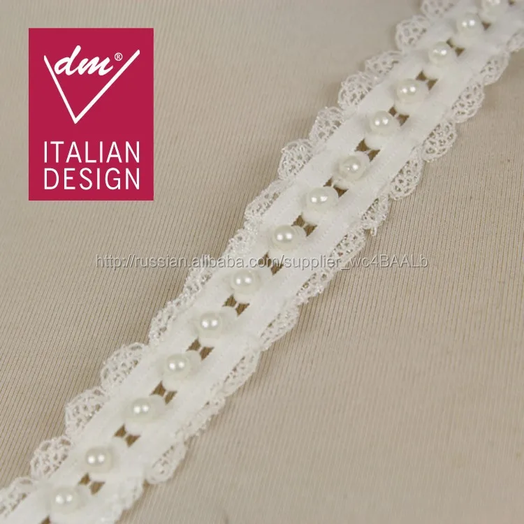 Яркий белый жемчуг бисером кружевные ленты с лямки для одежды