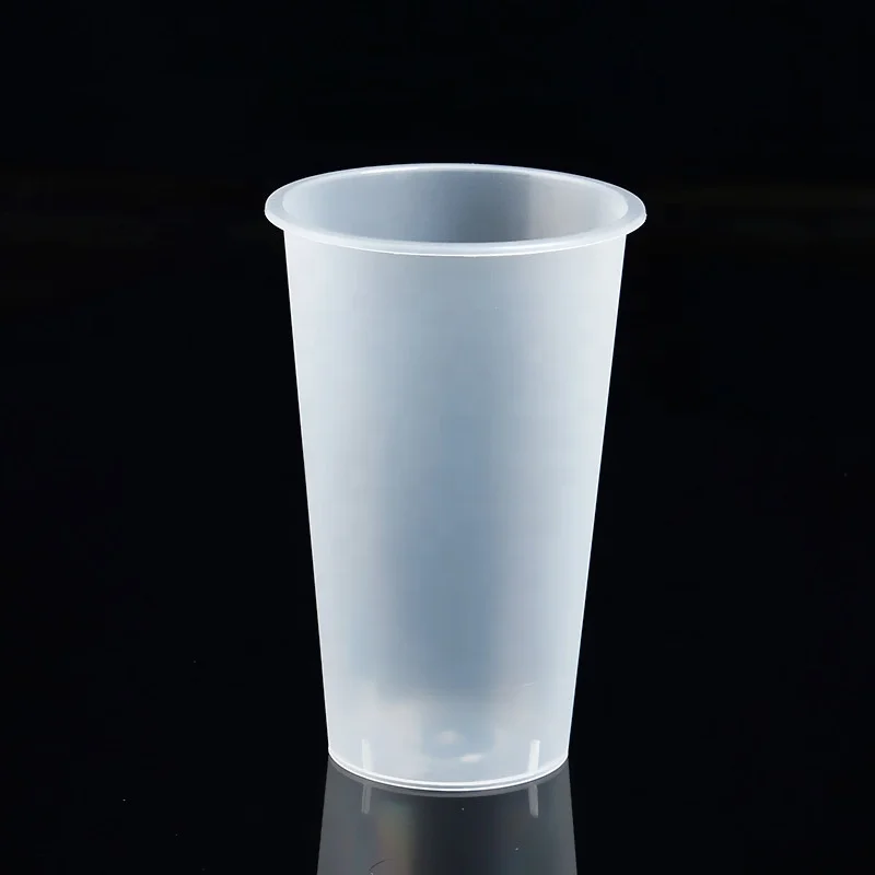 
Promotional Food Grade Hard Milkshake PP Cups With Injection Lids Plastic Injection cups with print 